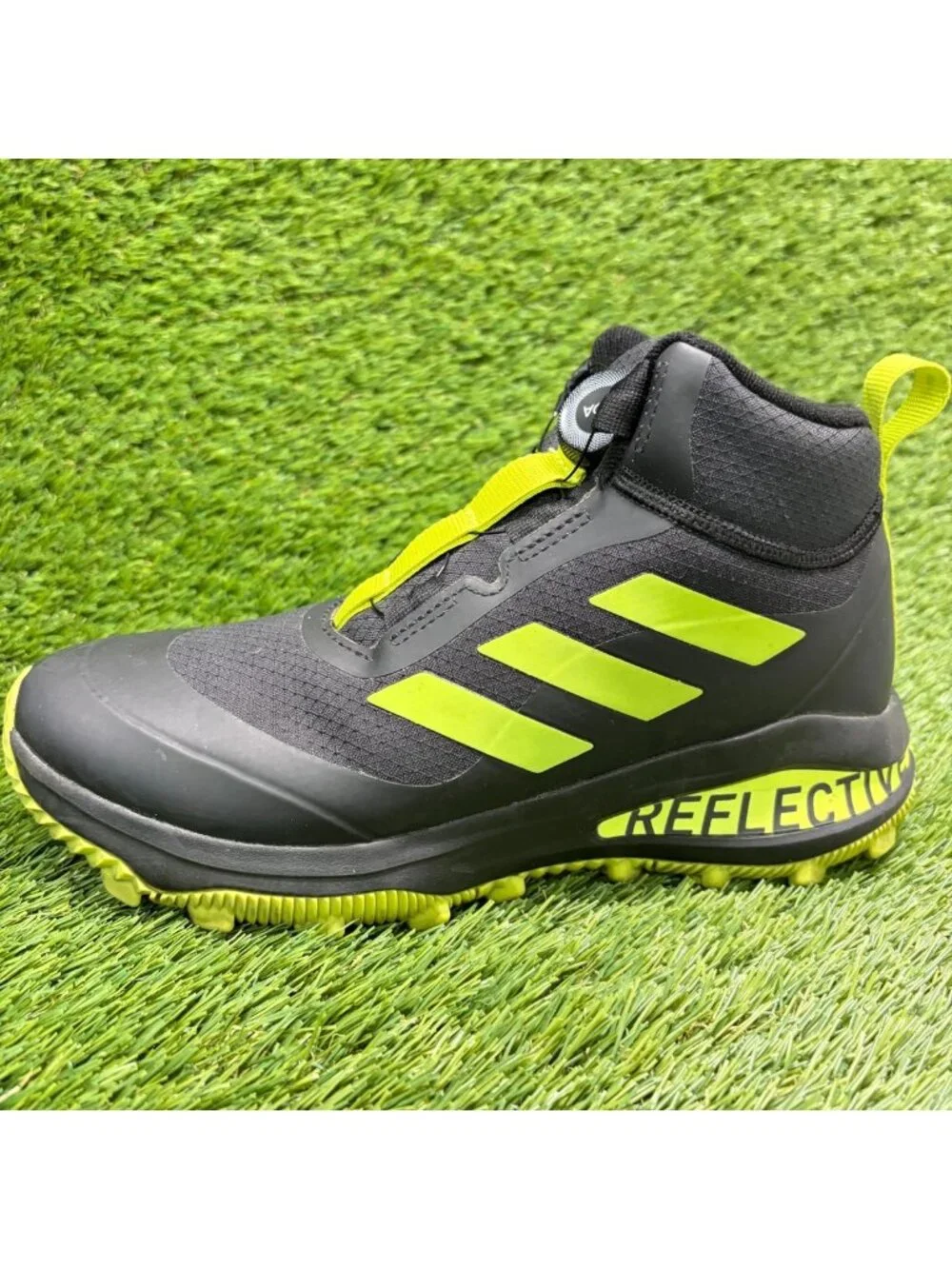 Adidas FortaRun BOA ATR Boys Size 6Y Black Green Athletic Outdoor Boots Shoes